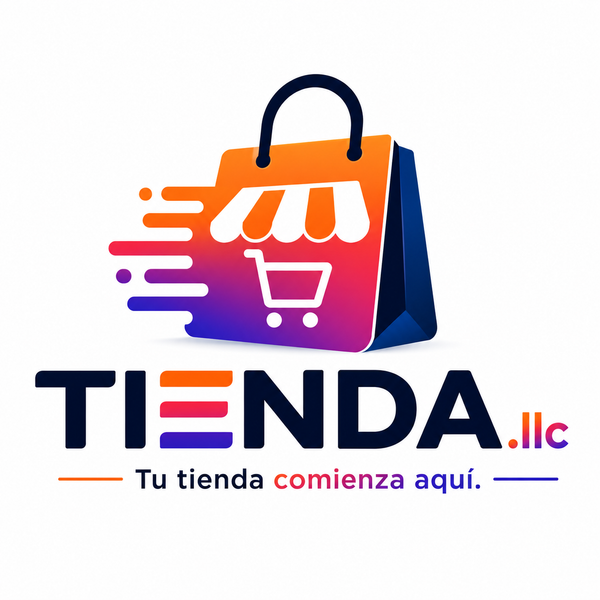 Tienda.llc logo concept — gradient shopping bag and storefront