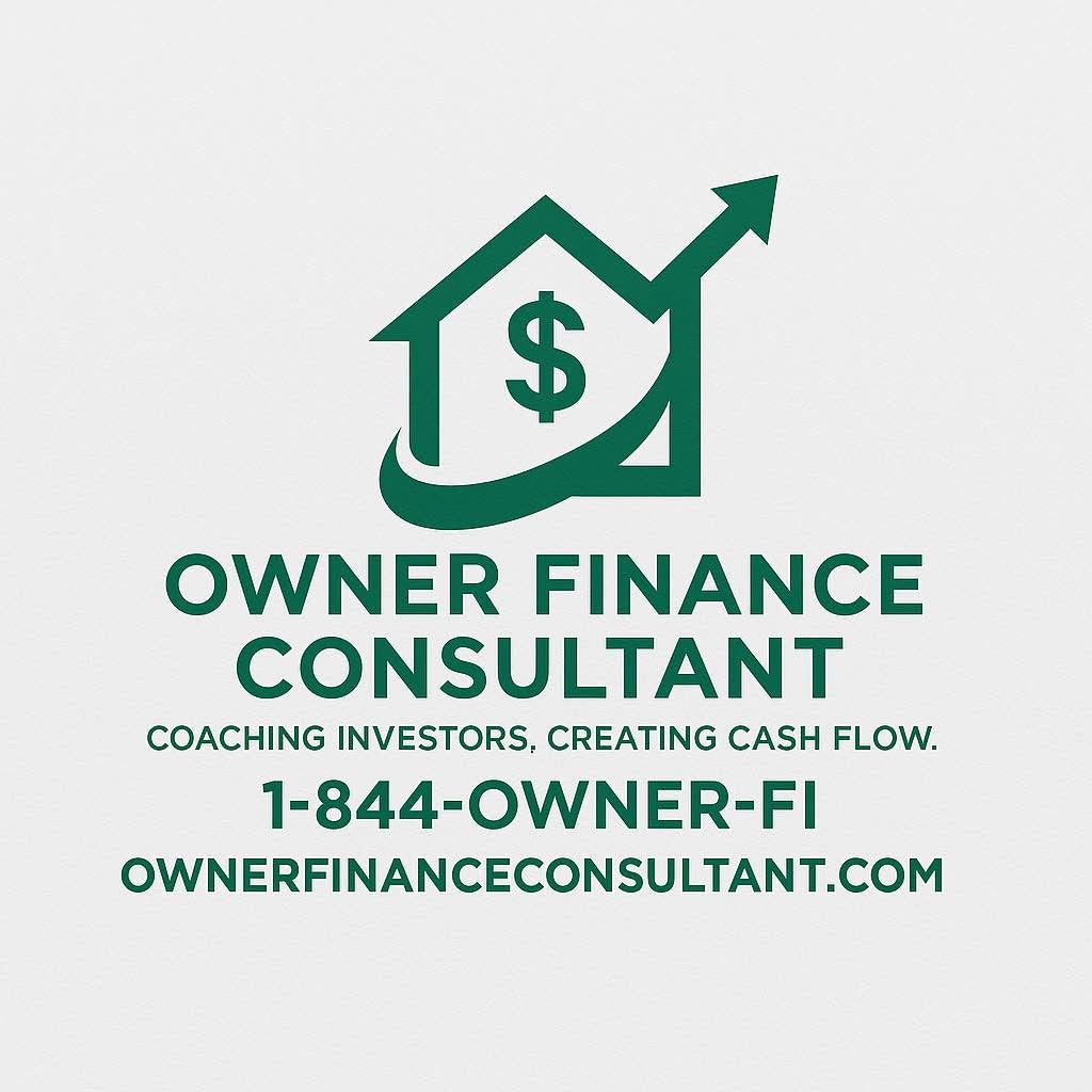 OwnerFinanceConsultant.com logo concept — house with rising arrow