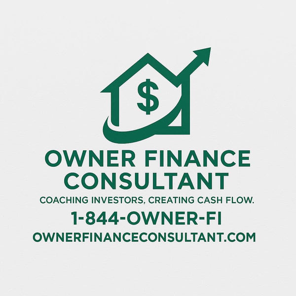OwnerFinanceConsultant.com logo concept — house with rising arrow
