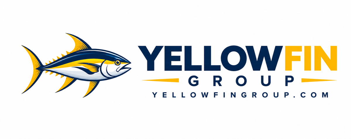 YellowFinGroup.com logo concept — yellowfin tuna emblem