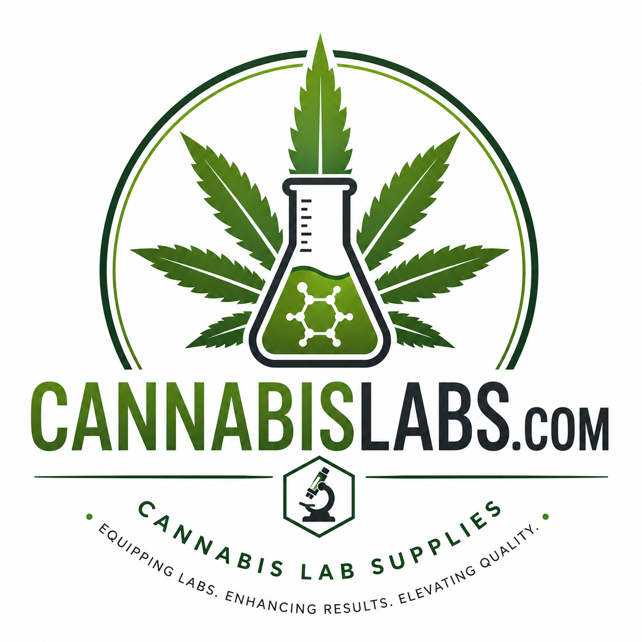 CannabisLabs.com logo concept — cannabis leaf and laboratory flask