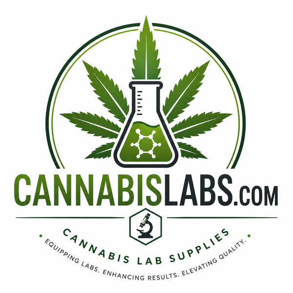 CannabisLabs.com logo concept — cannabis leaf and laboratory flask