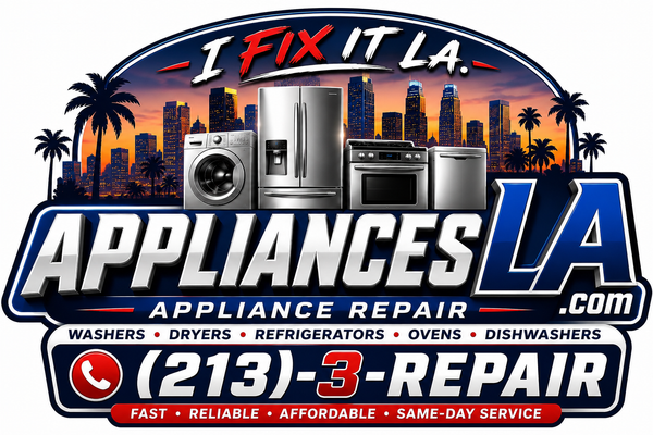 AppliancesLA.com logo concept — appliances against the LA skyline