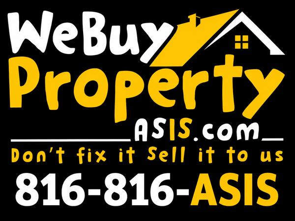 WeBuyPropertyAsIs.com logo concept — yellow and black house sign