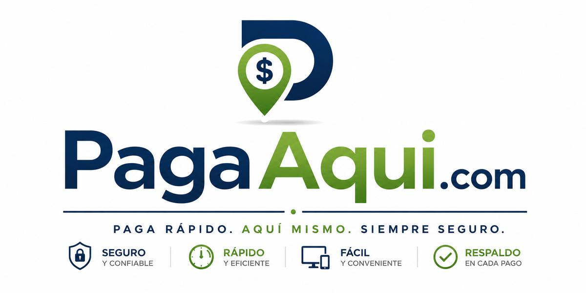 PagaAqui.com logo concept — payment pin marker in navy and green