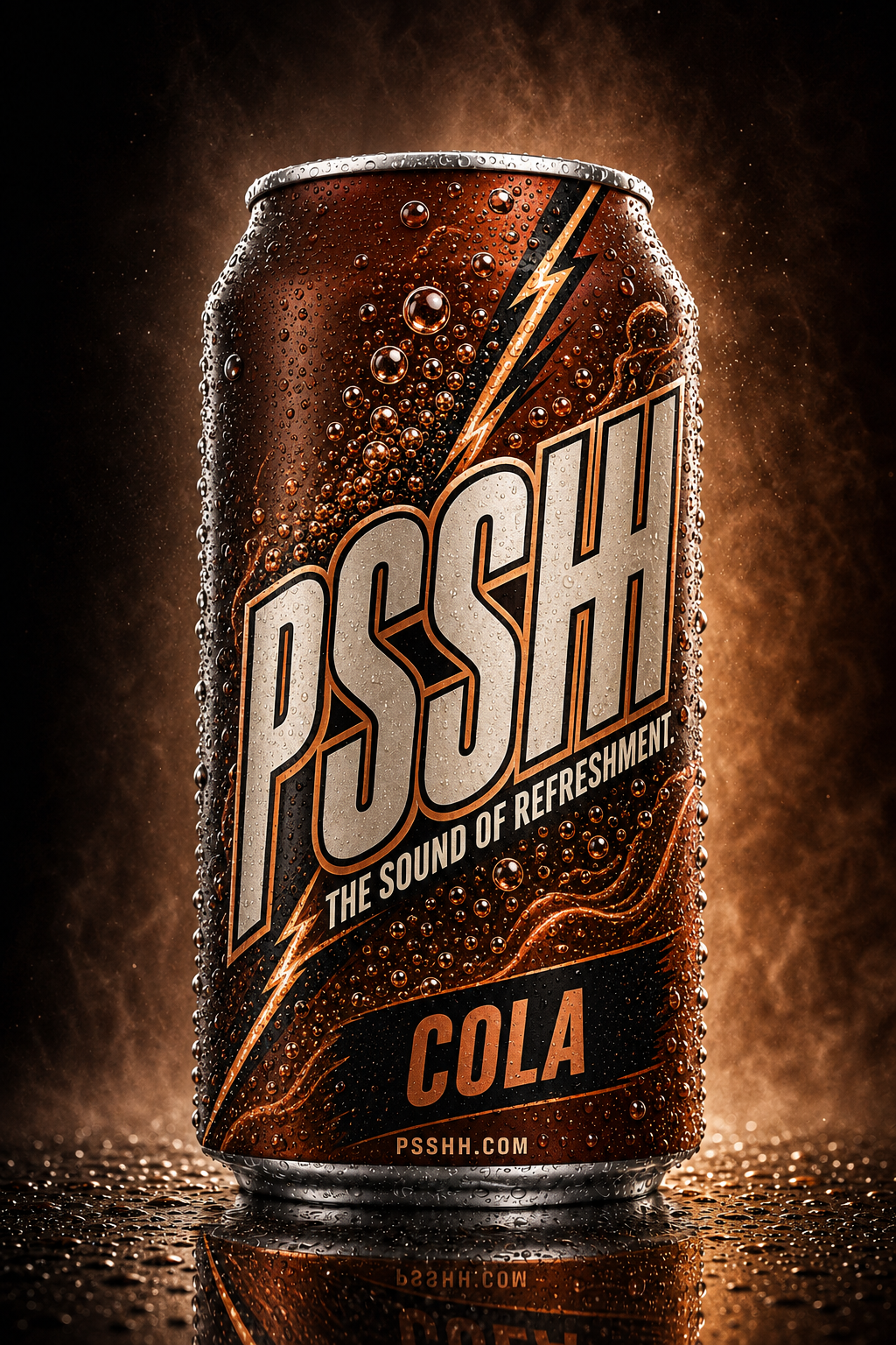 PSSHH.com brand concept — cola can